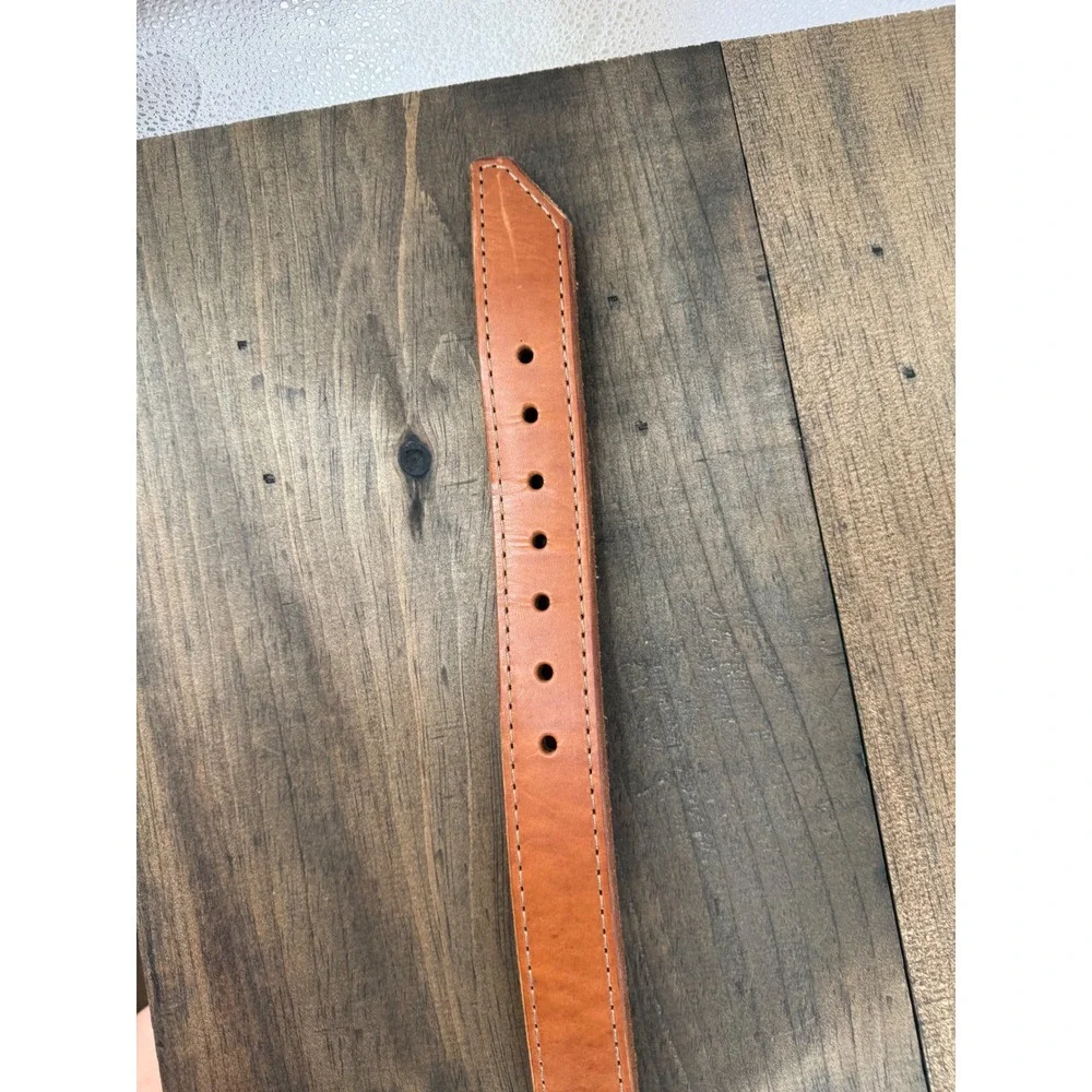 Leather Belt Brown Gunmetal Cross Buckle Casual Western Handmade Style 1.5